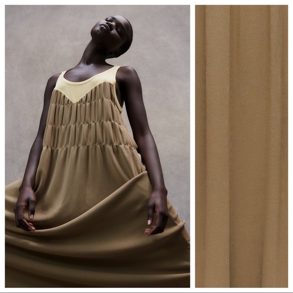 NWT. Zara Limited Edition Brown/Taupe Knitwear Maxi Dress. Size L - Picture 5 of 10